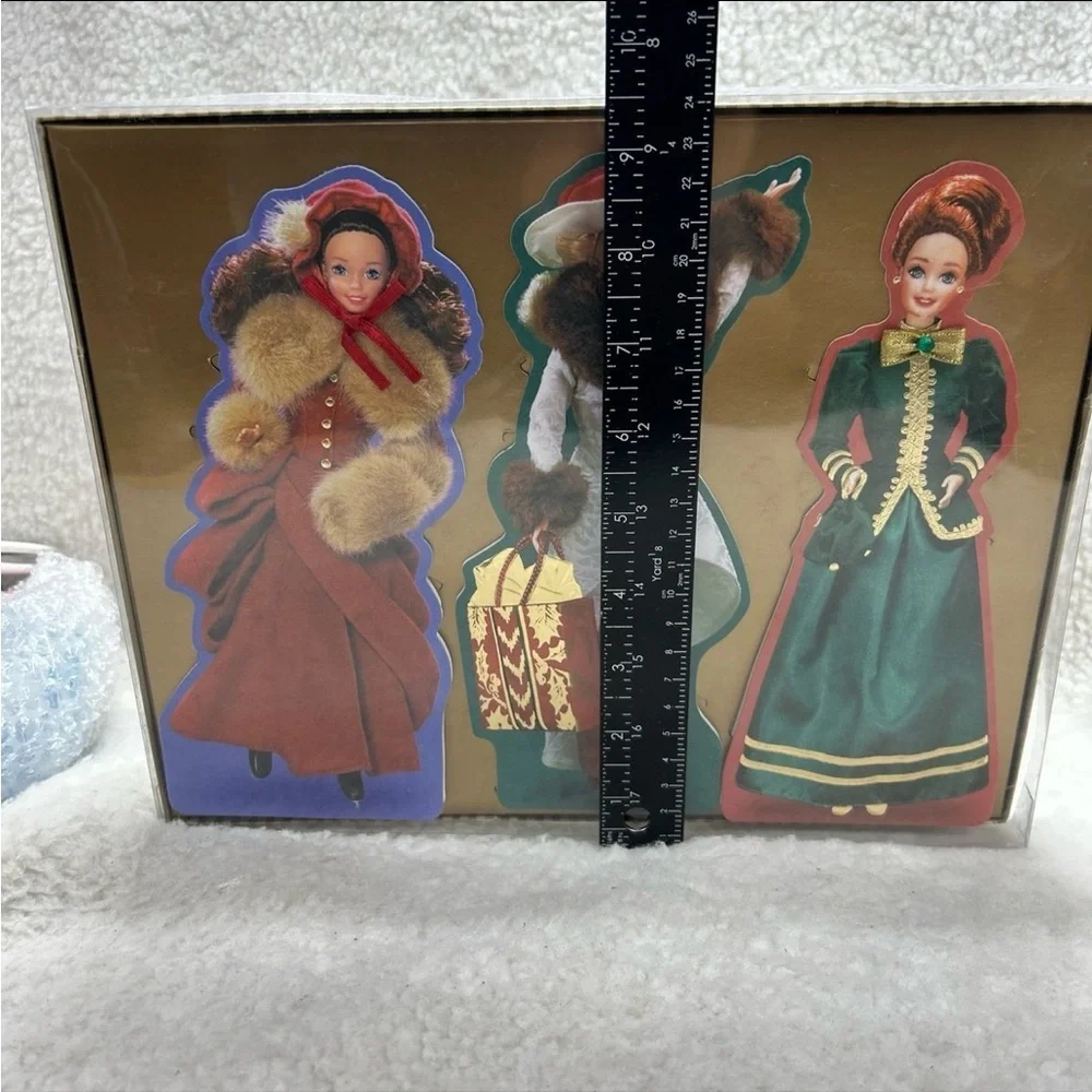 Vintage Hallmark Gold Crown Barbie Victorian Christmas Embossed Cards Set 1996